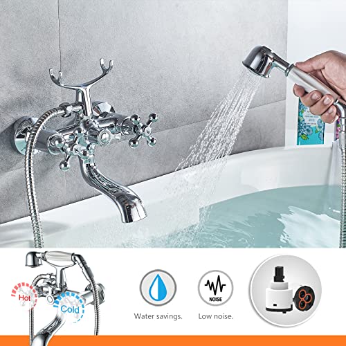 Ibergrif M13052 Lucca, Completo de Grifo, Mezclador de Ducha Vintage con Alcachofa, Soporte, Manguera, Cromo, Plata
