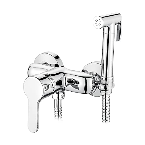 Ibergrif M15122, Monomando para Bidé WC, Grifo de Ducha para Agua Fría y Caliente, Cromo, Plata