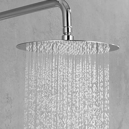 Ibergrif M20293, Rociador para Ducha Redondo (1/2 Pulgada), Alcachofa de Ducha de Acero Inoxidable, Plata, Diámetro de 20 cm