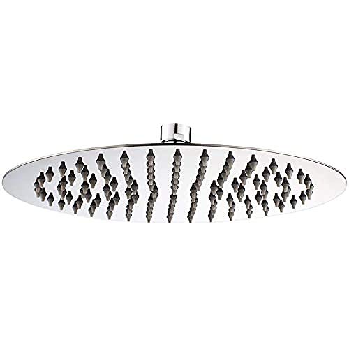 Ibergrif M20293, Rociador para Ducha Redondo (1/2 Pulgada), Alcachofa de Ducha de Acero Inoxidable, Plata, Diámetro de 20 cm