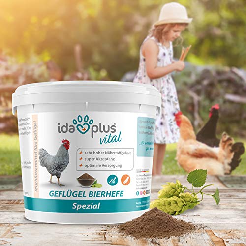 Ida Plus - Levadura de cerveza especial de aves de corral - 1500 g - Complemento alimenticio para gallinas, aminoácidos, minerales y oligoelementos - favorece la formación de plumas
