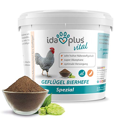 Ida Plus - Levadura de cerveza especial de aves de corral - 1500 g - Complemento alimenticio para gallinas, aminoácidos, minerales y oligoelementos - favorece la formación de plumas