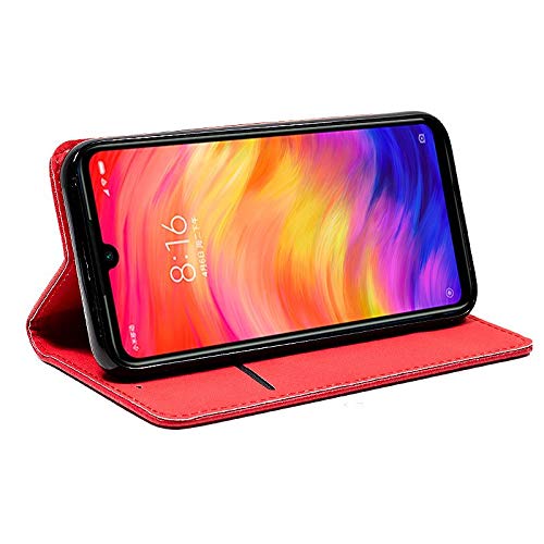iGlobalmarket Xiaomi Redmi Note 7 / Note 7 Pro, Funda con Tapa, Apertura Lateral Tipo Libro, Cuero PU, Color Rojo