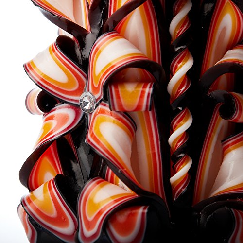 IK Style Vela grande tallada a mano sin perfume, perfecta para decoración del hogar o regalo para muchas ocasiones – Impresionante color crema con decoraciones