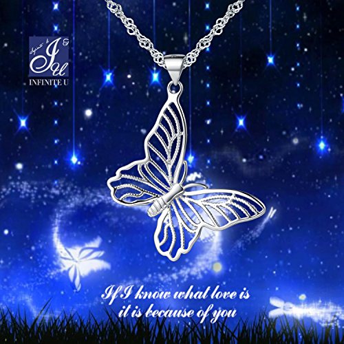 Infinito U- Collares Mujer de Plata 925 Colgante de Mariposas Hueco,Idea Regalo para Mujer Chicas
