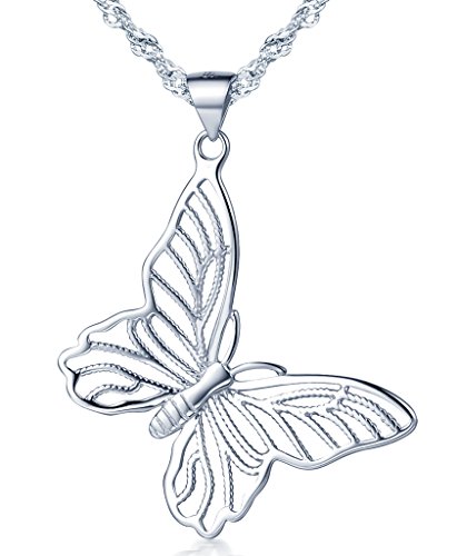 Infinito U- Collares Mujer de Plata 925 Colgante de Mariposas Hueco,Idea Regalo para Mujer Chicas