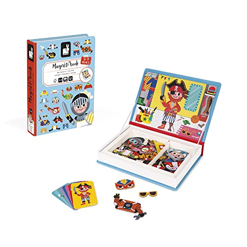 Janod - Magneti'Book - Juego Educativo Magnético Niños 36 Piezas - Aprendizaje Motricidad Fina e Imaginación - Desde 3 años de edad, J02719