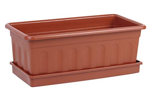 Jardinera Marrón Mod. Azahar | Dimensiones 50x21.5x16 + Plato 48x19.5 cm | Venta unitaria