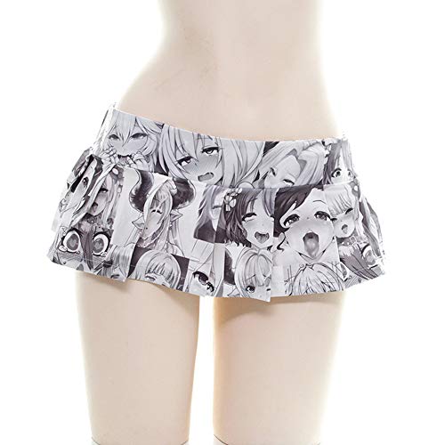JasmyGirls Sexy Ahegao Falda Hentais Anime Cosplay Lencería Traje Kawaii Japonés Colegiala Mini Falda Halloween Lolita, Grey2, Talla única