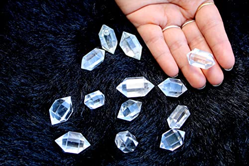 Jet International Hermoso Cristal Cuarzo Herkimer Gemstone Sphatik Folleto Gratis Terapia de Cristal Cristal Original Natural Auténtico Buena Suerte Genuino Divino Sagrado Piadoso Metafísico Brasil