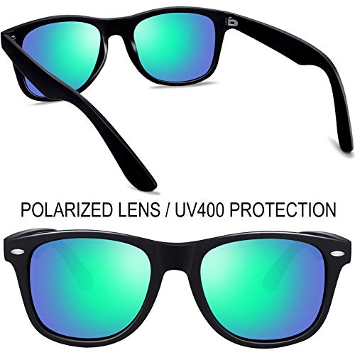 Joopin Gafas de Sol para Hombre y Mujer Polarizadas Clásicas Cuadradas UV400 Protección Gafas con Efecto Espejo Verde Retro Sunglasses Women Men Unisex Oculos de Sol Homem