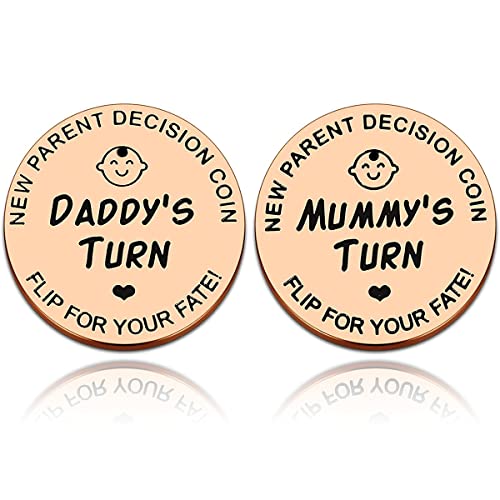 JOOTUEPO Regalos para bebés, Moneda de decisión de regalo para mamá y papá, Regalo para el embarazo de nuevos padres (oro)