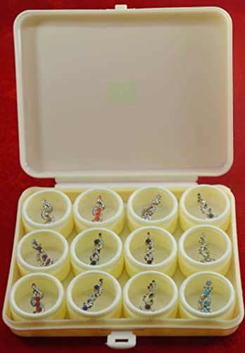 Juego de 12 cajas para cosméticos de estilo indio y piedra moderna Bindi