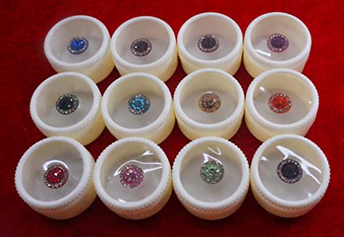 Juego de 12 cajas para cosméticos indios, diseño de piedra moderna y estilo bindi, multicolor