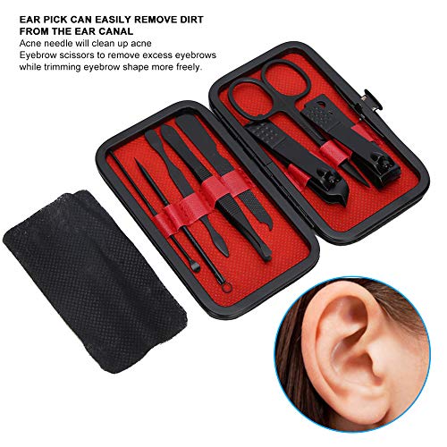 Juego de cortaúñas, juego de herramientas de manicura profesional de 8 piezas, kit de cuidado de uñas, kits completos de aseo para hombres y mujeres