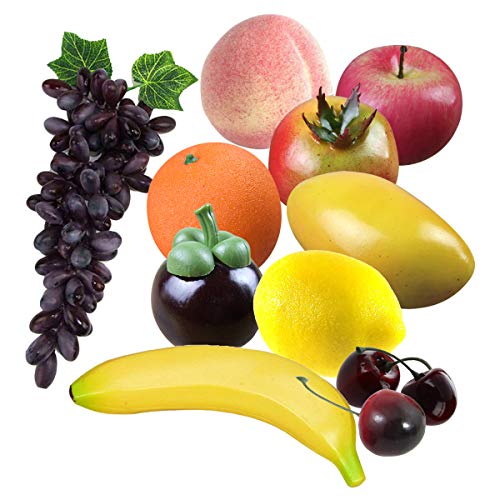 Juego de Frutas Artificiales de 10 Piezas, Fruta Falsa Decorativa de plástico de Aspecto Realista para decoración
