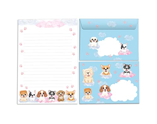 Juego de papel de carta para niños, perros y animales, bloc de cartas con sobre para niñas y niños (bloque A5 con 25 hojas + 15 sobres)