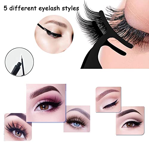 Kafeiya PestañAs MagnéTicas,Pestañas Postizas Naturales 3D,5 Pares Pestañas Magneticas Kit,con 2 con Delineador de Ojos y Pinzas,Aspecto Natural y Larga Duración,Reutilizables