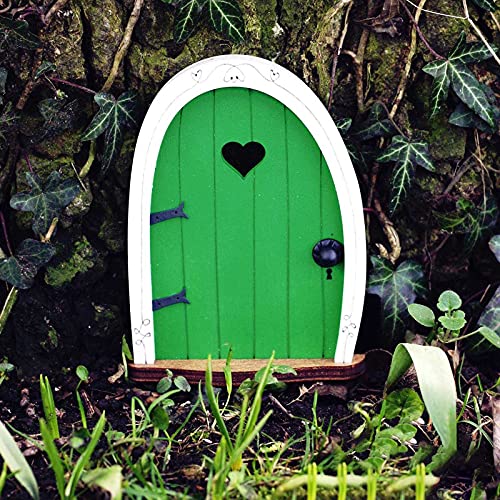 Kaxofang Duendecito Hada Duende Door Puerta de Hadas Puerta de Madera para Hadas Decoraciones para áRboles Puerta de Elfo Puerta de Ventana Arte para el Hogar-Verde