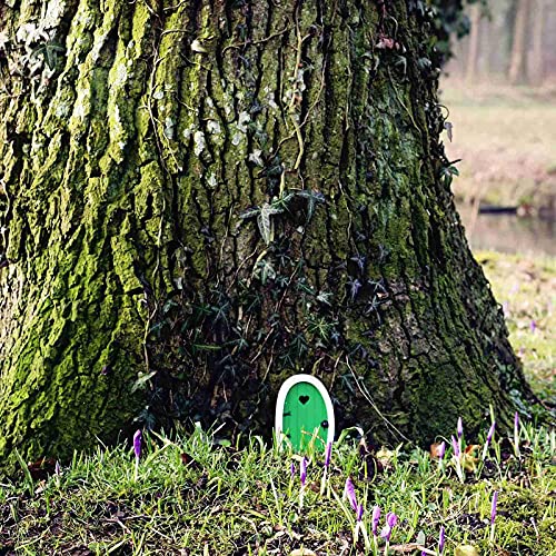 Kaxofang Duendecito Hada Duende Door Puerta de Hadas Puerta de Madera para Hadas Decoraciones para áRboles Puerta de Elfo Puerta de Ventana Arte para el Hogar-Verde