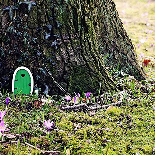 Kaxofang Duendecito Hada Duende Door Puerta de Hadas Puerta de Madera para Hadas Decoraciones para áRboles Puerta de Elfo Puerta de Ventana Arte para el Hogar-Verde