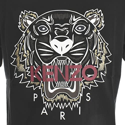 Kenzo Camiseta Tiger para hombre, color negro, 100% algodón, talla pequeña, Negro , S corto