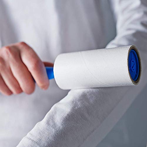KEPLIN - Rodillo quitapelusa + 4 cabezales de repuesto, adhesivo que elimina fácilmente y rápidamente pelos de animales, polvo y pelusa de prendas, muebles y asientos de vehículo, color azul, 1 unidad