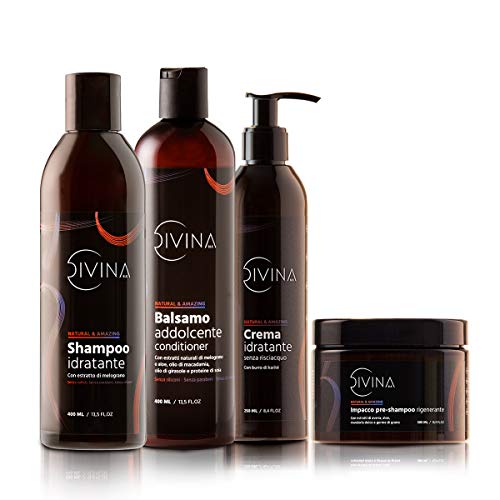 Kit Revitalizante Suavizante para cabello ondulazo y rizo Natural&Amazing de DIVINA BLK, 4 productos incluidos, tratramiento completo revitalizante