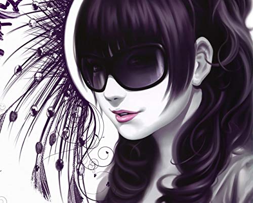 Kpoiuy Paquete De Pintura por NúMero En Lienzo Pintura Al óLeo Nia Gafas Estilo Vector Cuadros Pintados A Mano del Arte del Colorante De AcríLico para Los Adultos De La Sala De Estar