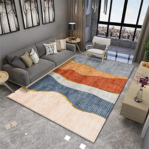 Kunsen chimeneas de decoracion Impresión 3D y teñido moderno minimalista ligero lujo geométrico sala de estar dormitorio cómodo decoracion gaming Multicolor alfombra verano alfombras modernas alfombra