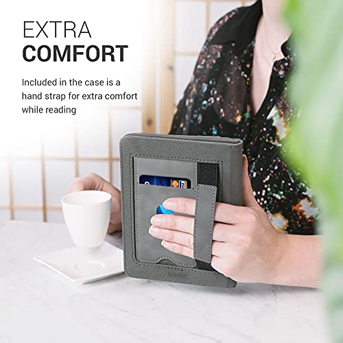 kwmobile Funda Compatible con Pocketbook Touch Lux 4/Lux 5/Touch HD 3/Color (2020) - Agarre elástico y Soporte de Apoyo - de Aguja magnética Gris