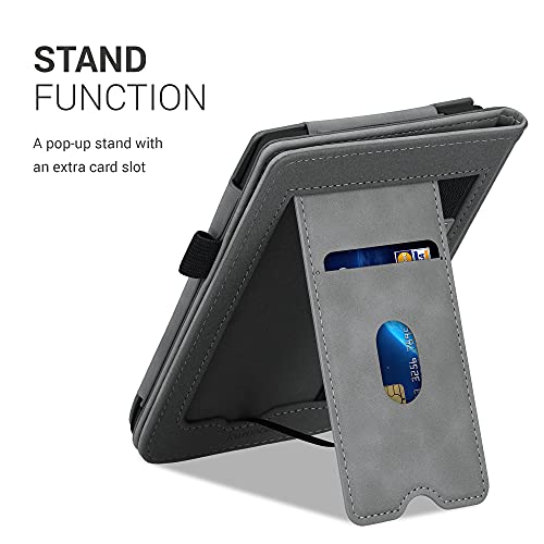 kwmobile Funda Compatible con Pocketbook Touch Lux 4/Lux 5/Touch HD 3/Color (2020) - Agarre elástico y Soporte de Apoyo - de Aguja magnética Gris