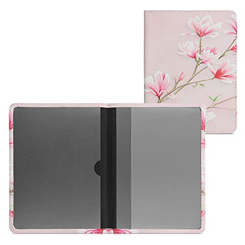 kwmobile Funda para permiso de circulación coche de cuero sintético - 10.5 x 14.8 CM - magnolias rosa claro/blanco/rosa palo