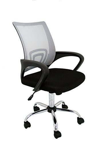 La Silla Española Ribadeo Silla de Oficina sin Reposacabezas, Poliéster y Rejilla, Gris, 61x58x89 cm