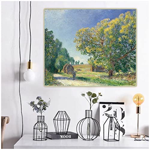 Laminas para cuadrosUn Bosque Claro 1885 por Alfred Sisley Lienzo Pintura al óleo estética Cuadros Arte telón de Fondo Decoracion Decoracion del hogar60x90cm x1 Sin Marco