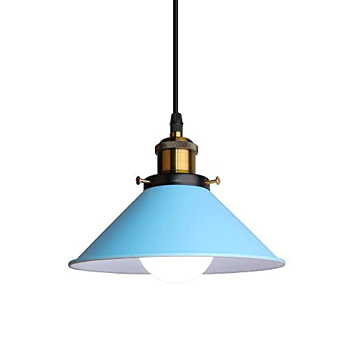 Lámpara Colgante de Techo LED Moderna Lámpara Techo Metal E27 para Salon Comedor Habitacion (Azul)