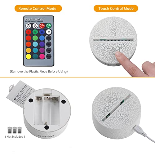 Lámpara de dinosaurio OxyLED. Luz nocturna con 5 formas diferentes en 3D 7 patrones y 16 colores Lámpara decorativa regulable con sensor táctil y control remoto Ideal para habitaciones