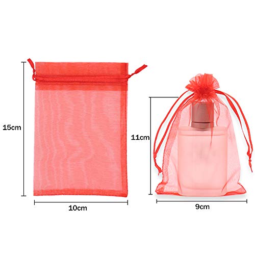 Leeyunbee 100PCS 10x15cm Bolsa de Organza Coloridas, Bolsitas de Organza, Bolsas para Envoltura de Joyas, Bolsas de Organza de Regalo con Cordón para Boda Favores Joyas y Dulces