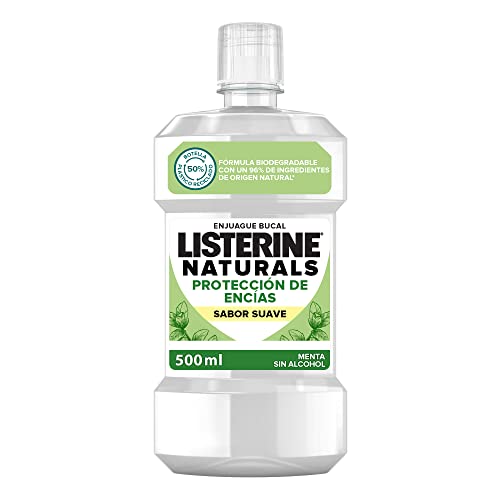 Listerine NATURALS - Enjuague Bucal, Proteccion de las Encías, Sabor Suave , 500 ml