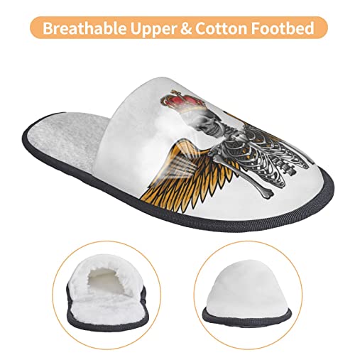 LKTBJEMFY Zapatillas de calavera, para interiores, acogedoras zapatillas antideslizantes para mujeres, hombres, interiores, exteriores, Calavera alada, Large