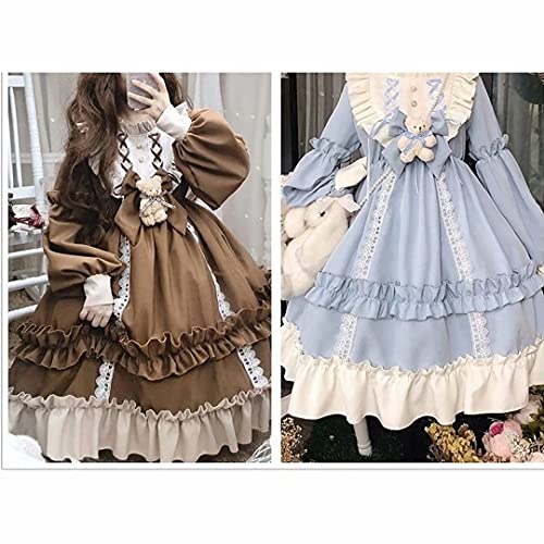 Lolita Princess Dress, Kawaii Sweet Lolita Dress Princess Tea Party Dresses Vestido de gasa con volantes de manga larga Disfraces de cosplay de princesa Disfraces Ropa encantadora para niñas y mujeres
