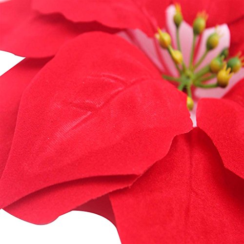 Lorigun 8"Poinsettia Artificial Flores de Navidad Falsas Flores Realistas de Seda Roja Adornos para Árboles de Navidad Decoración Guirnaldas de Navidad Decoración 12 Piezas Cabezas de Flores Falsas