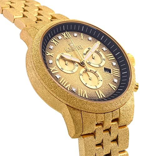 LOUIS XVI Aramis 1080 - Reloj de pulsera para hombre con correa de acero esmerilado y diamantes auténticos, cronógrafo, analógico, cuarzo, acero inoxidable