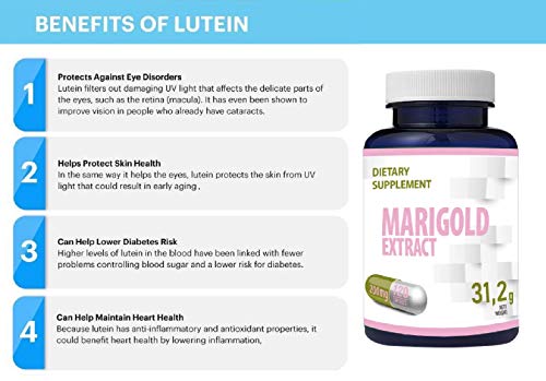 Luteína 40mg con Zeaxantina 8mg de Extracto de Caléndula 120 Cápsulas Veganas x 200mg, Soporte para Ojos y Visiones