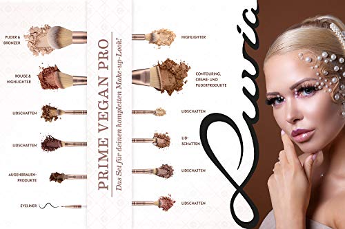 Luvia Cosmetics LC-PV-PRO, Prime Vegan Pro - Juego De Brochas De Maquillaje 12 Unidades, Incluye Soporte Para Brochas, Esponja Y Estera De Limpieza, Nacarado Coffee