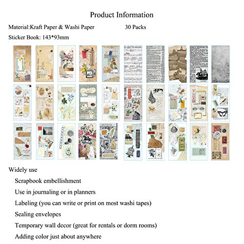 Lychii Cinta Adhesiva Decorativa colección Maletín de Maquillaje Bullet para DIY Manualidades, Revistas, planificadores, Tarjetas, Scrapbook (Vintage)