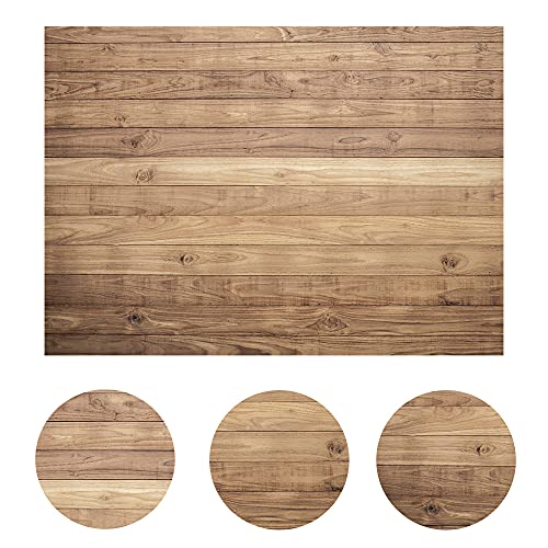 LYWYGG 7x5FT Telón de Fondo de Madera Baby Shower Telones Decoraciones para Fiestas Telos de Fondo Accesorios para Estudio para Fotógrafos Retro Fondo de Pared de Madera Tela Sin Costuras CP-176