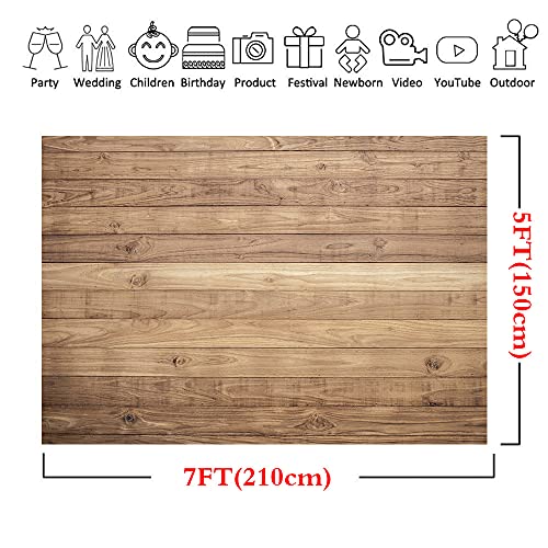 LYWYGG 7x5FT Telón de Fondo de Madera Baby Shower Telones Decoraciones para Fiestas Telos de Fondo Accesorios para Estudio para Fotógrafos Retro Fondo de Pared de Madera Tela Sin Costuras CP-176