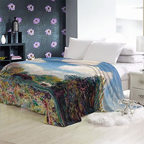 Manta De Lana 3D Estampado Manta Ligera Franela para Adultos NiñOs Dormitorio Sala De Estar Sofá Oficina Acogedora Manta, Pintura Famosa Alfred Sisley Camino A La Entrada del Bosque 100×130 cm