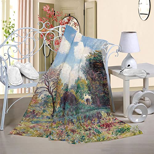 Manta De Lana 3D Estampado Manta Ligera Franela para Adultos NiñOs Dormitorio Sala De Estar Sofá Oficina Acogedora Manta, Pintura Famosa Alfred Sisley Camino A La Entrada del Bosque 100×130 cm